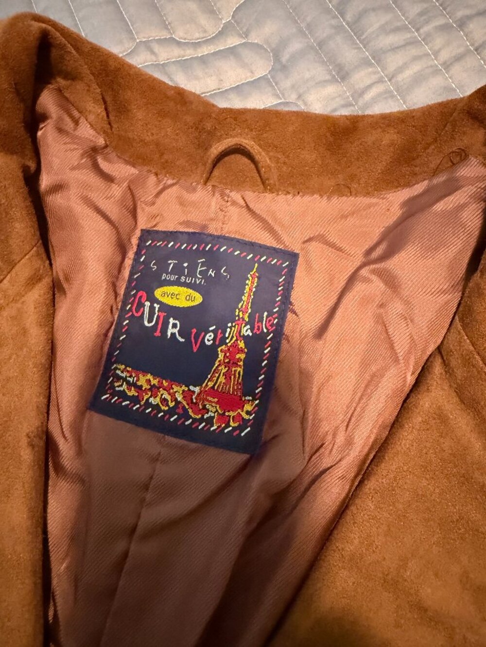 Vintage Stiens Pour Suivi Avec Du Cuir Vertitable Japanese Boho Suede Jacket View 2